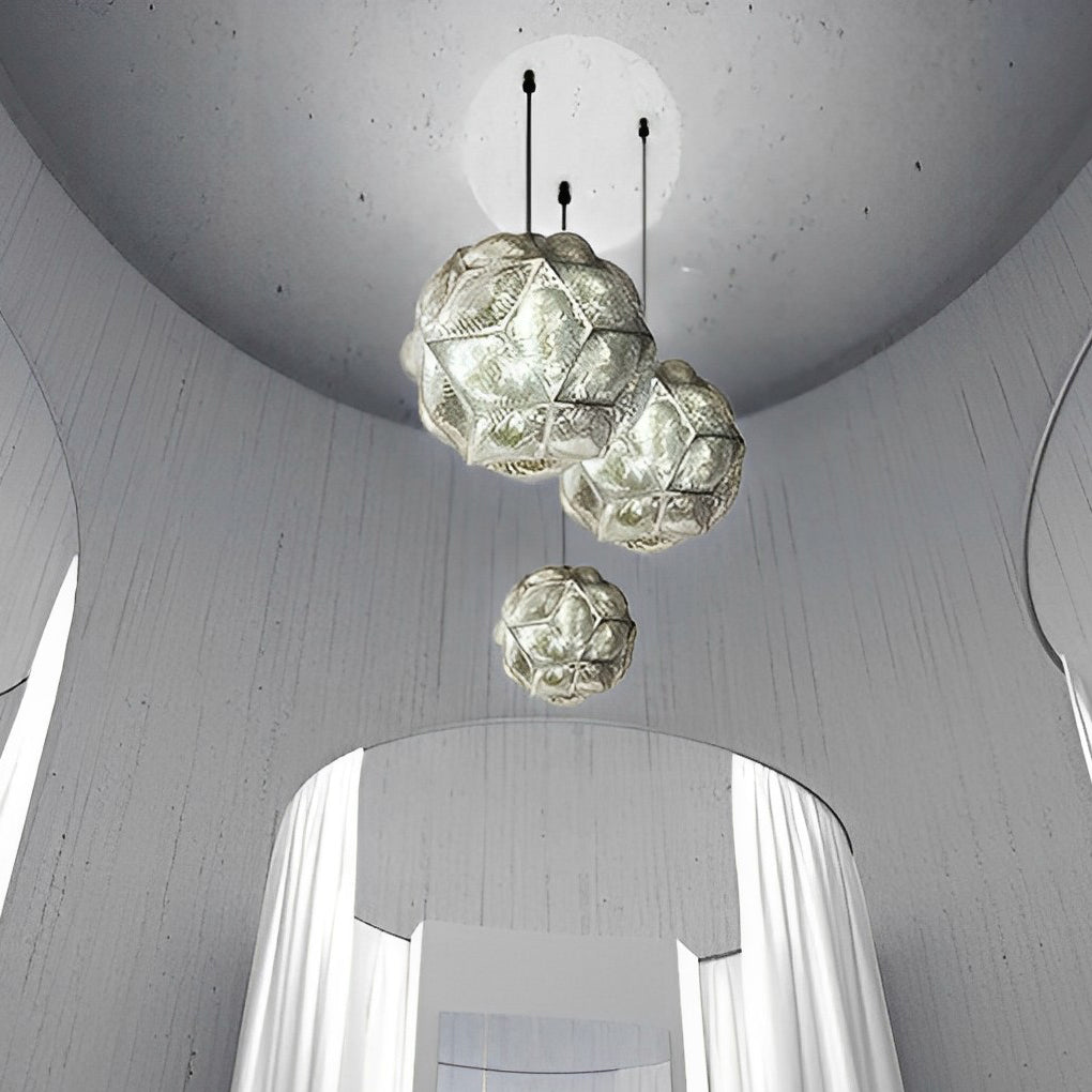 Modern Irregular 3D Stainless Steel Ball Pendant Light Chandelier for Contemporary Living Spaces