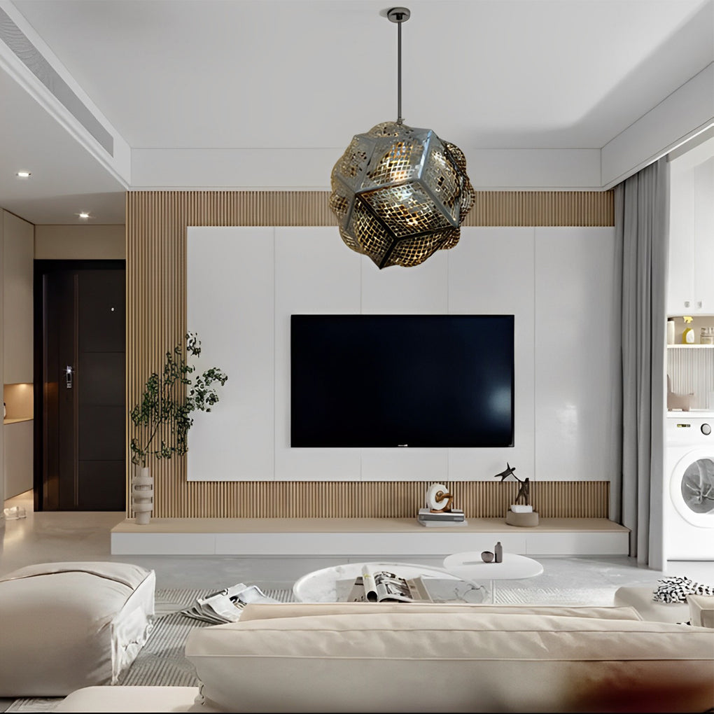 Modern Irregular 3D Stainless Steel Ball Pendant Light Chandelier for Contemporary Living Spaces