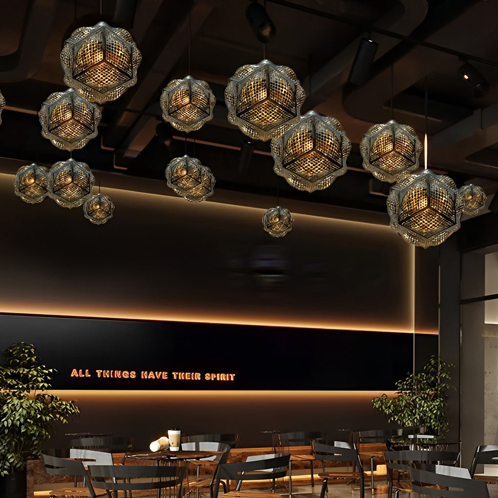 Modern Irregular 3D Stainless Steel Ball Pendant Light Chandelier for Contemporary Living Spaces