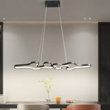 Modern Irregular Curved LED Pendant Light Dimmable Linear Island Lighting for Dining Room