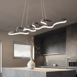 Modern Irregular Curved LED Pendant Light Dimmable Linear Island Lighting for Dining Room
