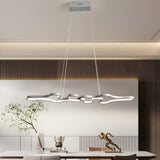 Modern Irregular Curved LED Pendant Light Dimmable Linear Island Lighting for Dining Room