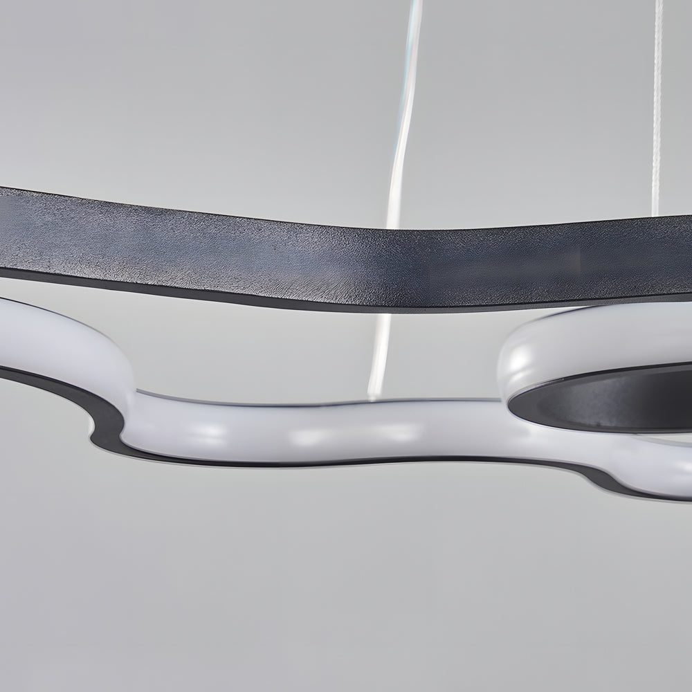 Modern Irregular Curved LED Pendant Light Dimmable Linear Island Lighting for Dining Room