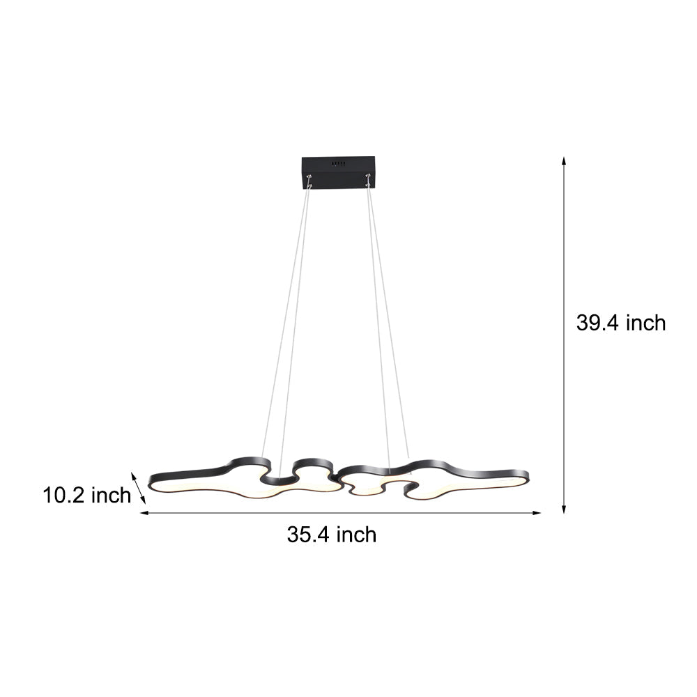 Modern Irregular Curved LED Pendant Light Dimmable Linear Island Lighting for Dining Room