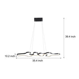 Modern Irregular Curved LED Pendant Light Dimmable Linear Island Lighting for Dining Room