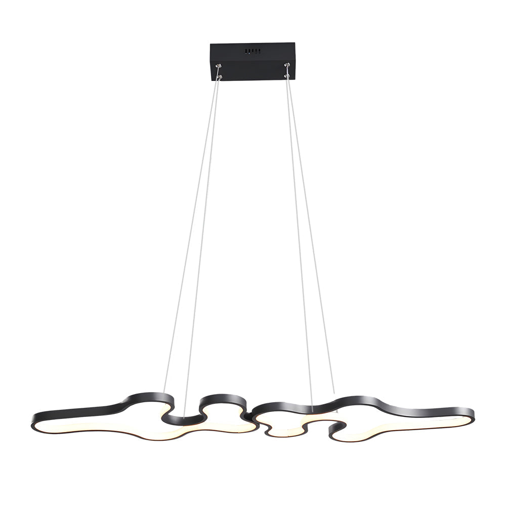 Modern Irregular Curved LED Pendant Light Dimmable Linear Island Lighting for Dining Room