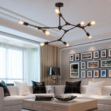 Modern Irregular Design Black Metal Chandelier Nordic LED Pendant Lighting for Living Dining Room