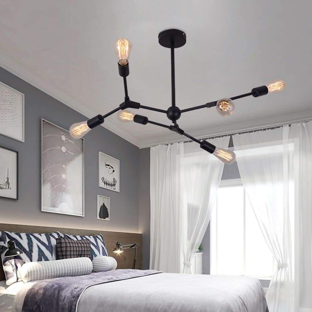 Modern Irregular Design Black Metal Chandelier Nordic LED Pendant Lighting for Living Dining Room