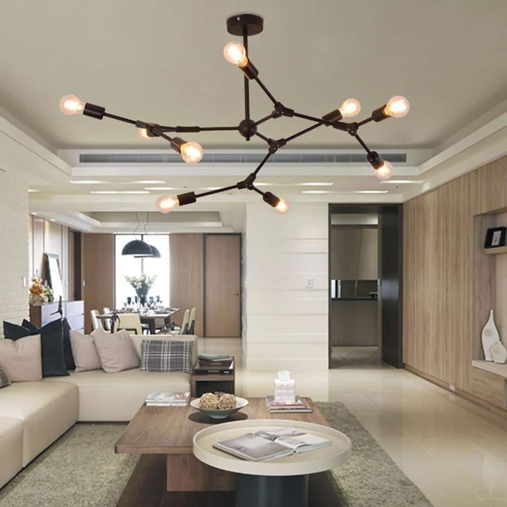 Modern Irregular Design Black Metal Chandelier Nordic LED Pendant Lighting for Living Dining Room