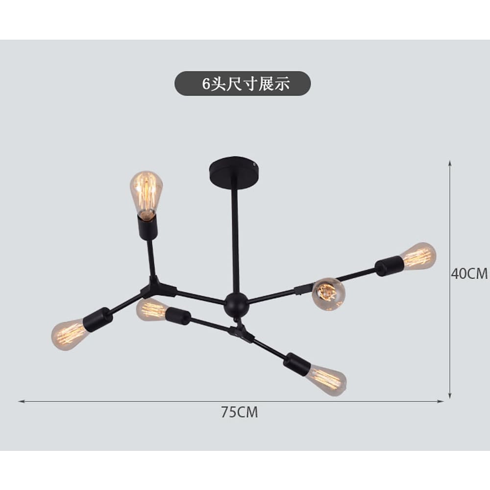 Modern Irregular Design Black Metal Chandelier Nordic LED Pendant Lighting for Living Dining Room