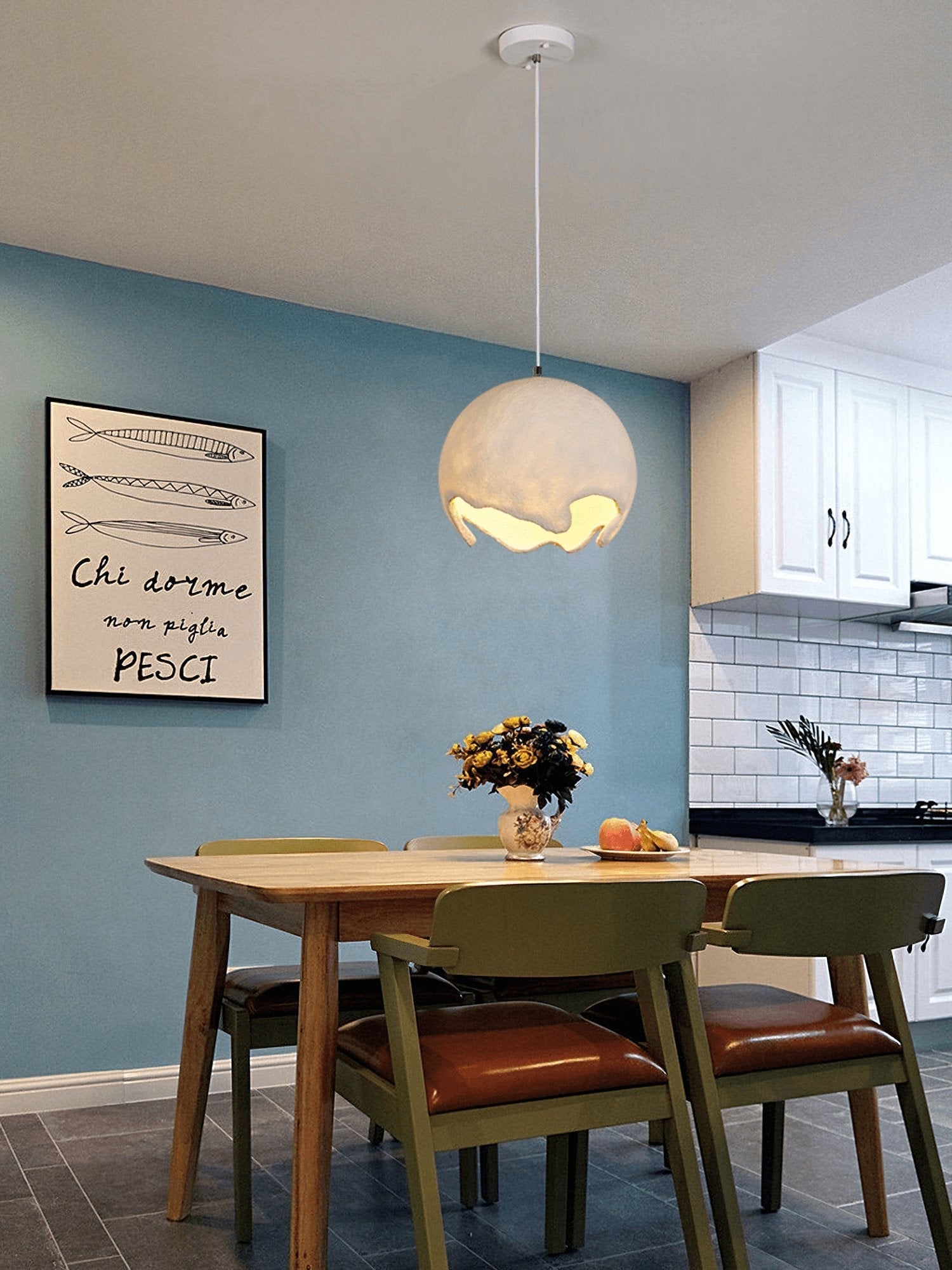 Modern Irregular Geometric Resin Pendant Light Minimalist Hanging Lamp Fixture