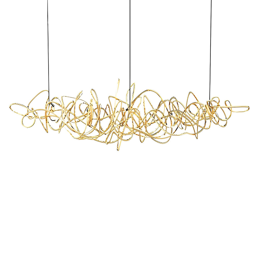 Modern Irregular LED Chandelier Luxury Electroplated Hardware Pendant Light for Dining Room