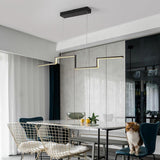 Modern Irregular LED Linear Pendant Light for Kitchen Island and Hallway with Adjustable Height