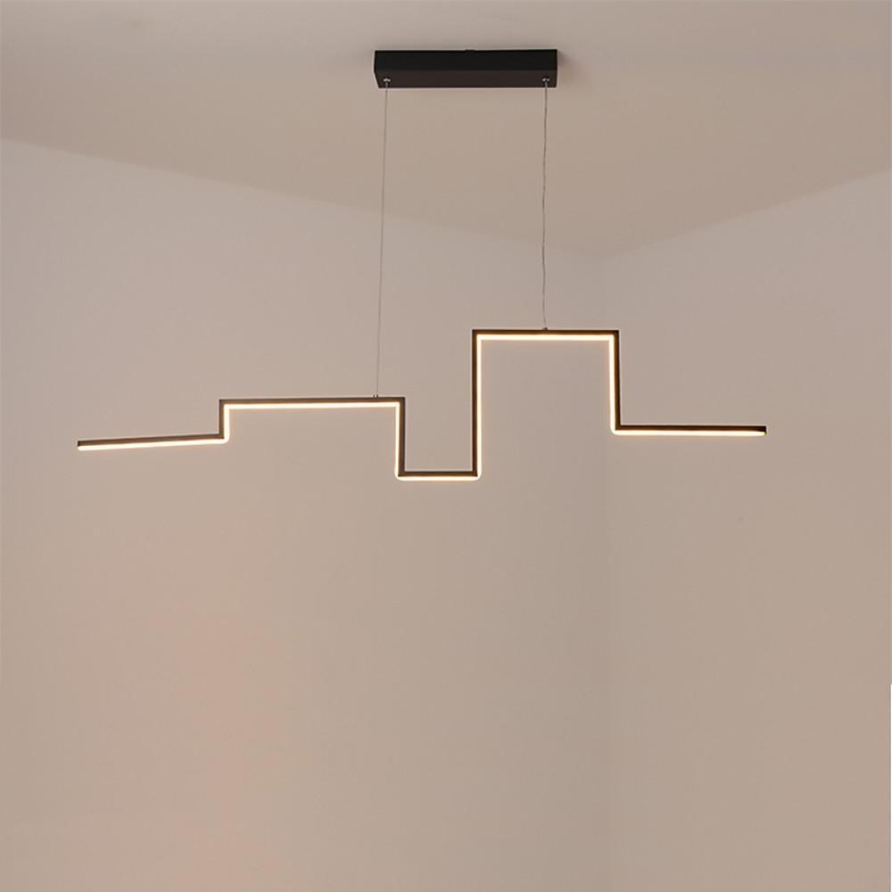 Modern Irregular LED Linear Pendant Light for Kitchen Island and Hallway with Adjustable Height