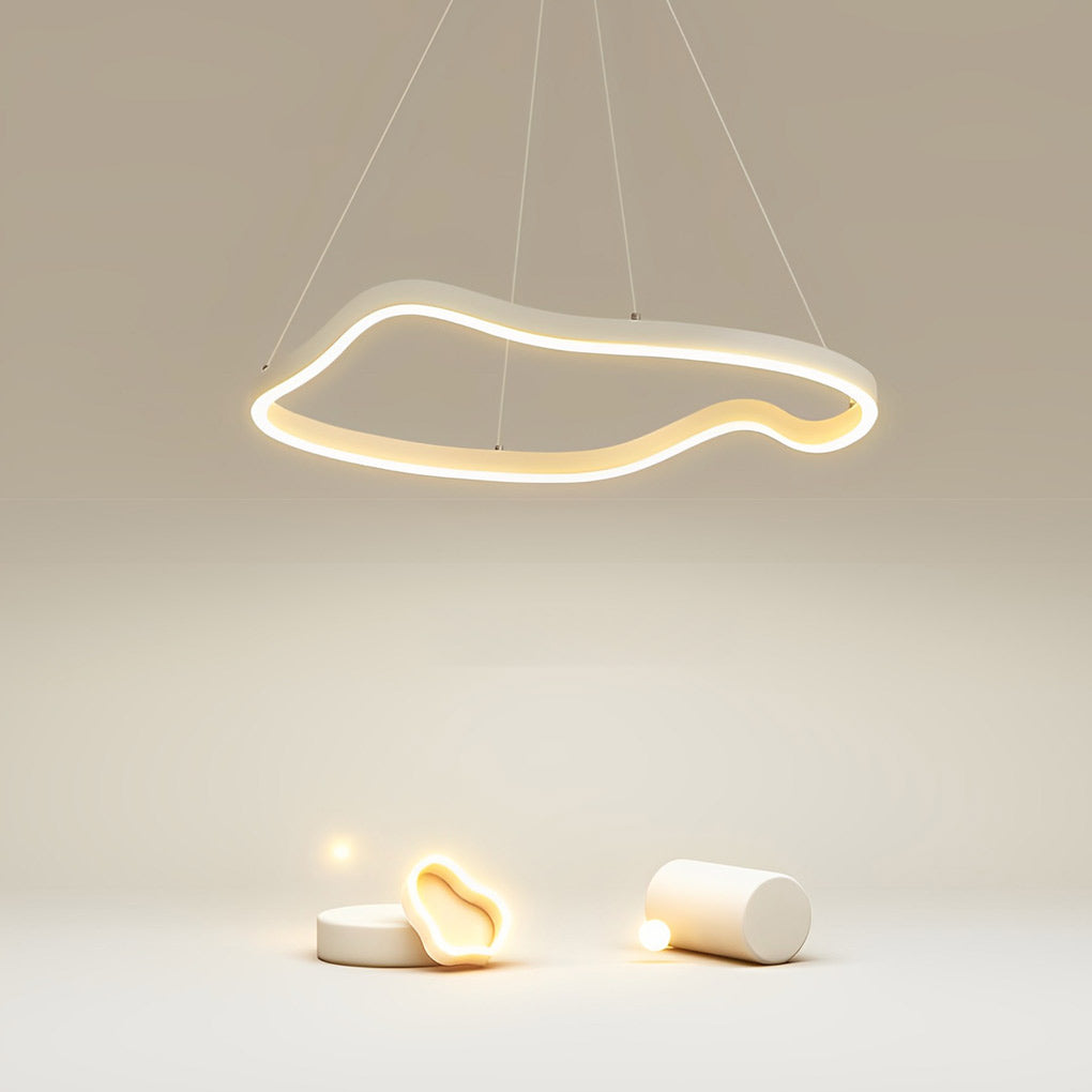 Modern Irregular Ring LED Chandelier Dimmable Minimalist Pendant Lighting for Bedroom and Dining Room
