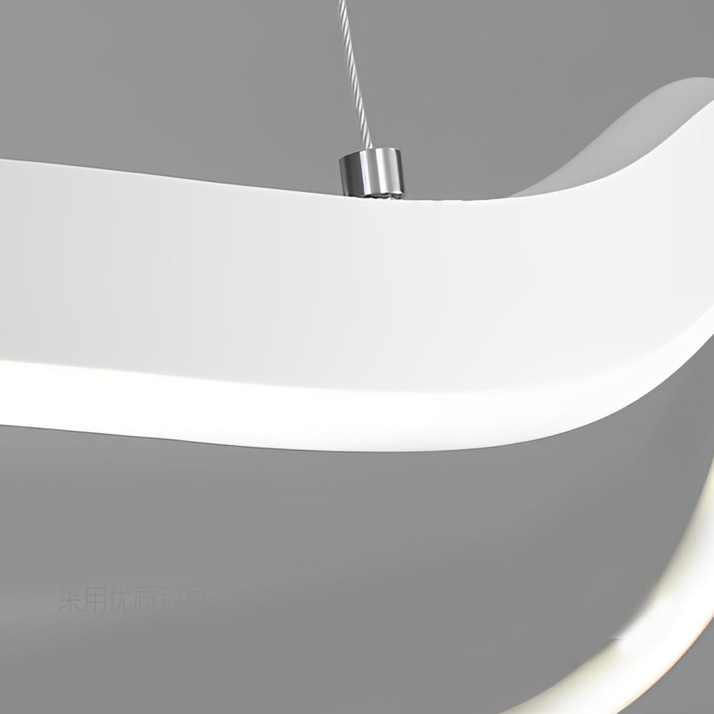 Modern Irregular Ring LED Chandelier Dimmable Minimalist Pendant Lighting for Bedroom and Dining Room