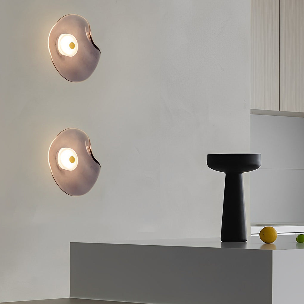 Modern Irregular Round Glass Wall Sconce Creative Postmodern Interior Lighting Fixture
