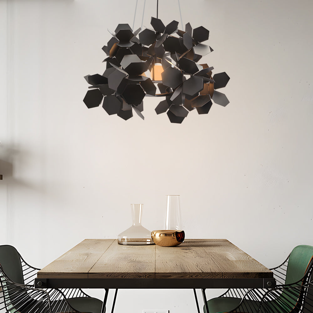 Modern Italian Black Hexagonal Metal Chandelier Postmodern Art Pendant Light for Living Room