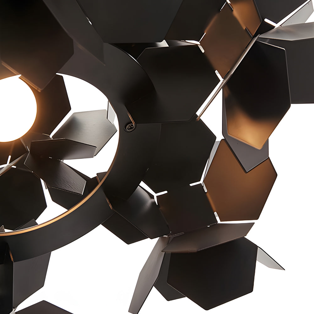 Modern Italian Black Hexagonal Metal Chandelier Postmodern Art Pendant Light for Living Room