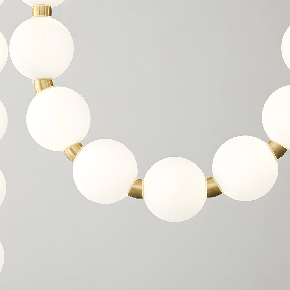 Modern Italian Design Art Pearl Necklace Chandelier with White Acrylic Spheres