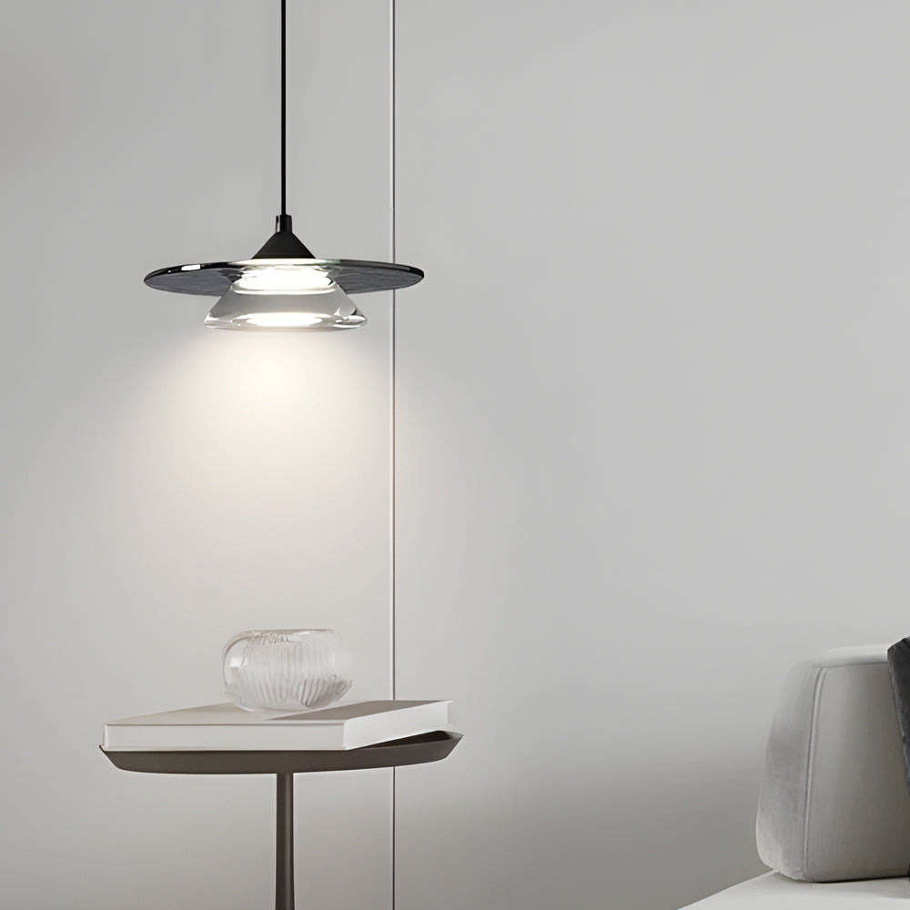 Modern Italian Glass Pendant Light 8 Inch LED Hanging Kitchen Lamp with 3 Color Dimming