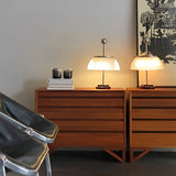 Modern Italian Ribbed Bowl Glass Table Lamp with Marble Base and Silver or Black Metal Finish