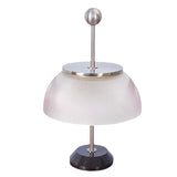 Modern Italian Ribbed Bowl Glass Table Lamp with Marble Base and Silver or Black Metal Finish