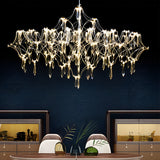 Modern Italian Style LED Crystal Raindrop Chandelier Stainless Steel Pendant Lighting