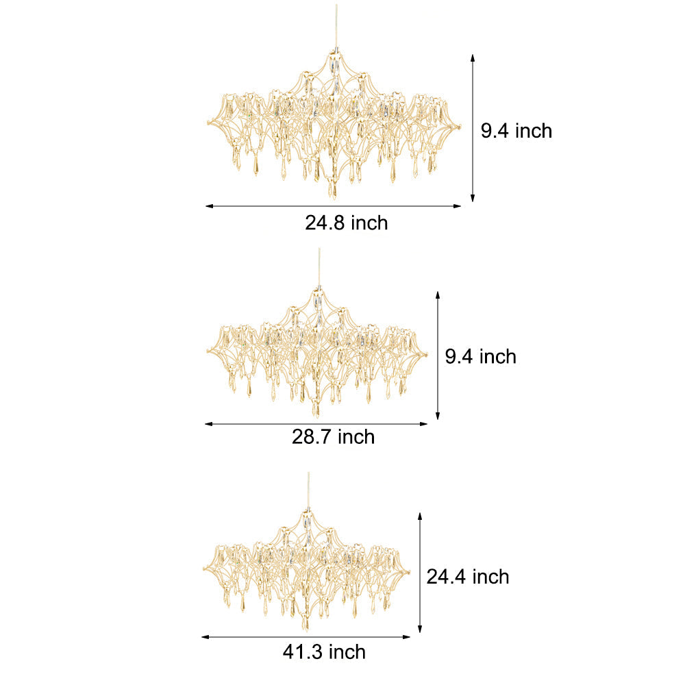 Modern Italian Style LED Crystal Raindrop Chandelier Stainless Steel Pendant Lighting