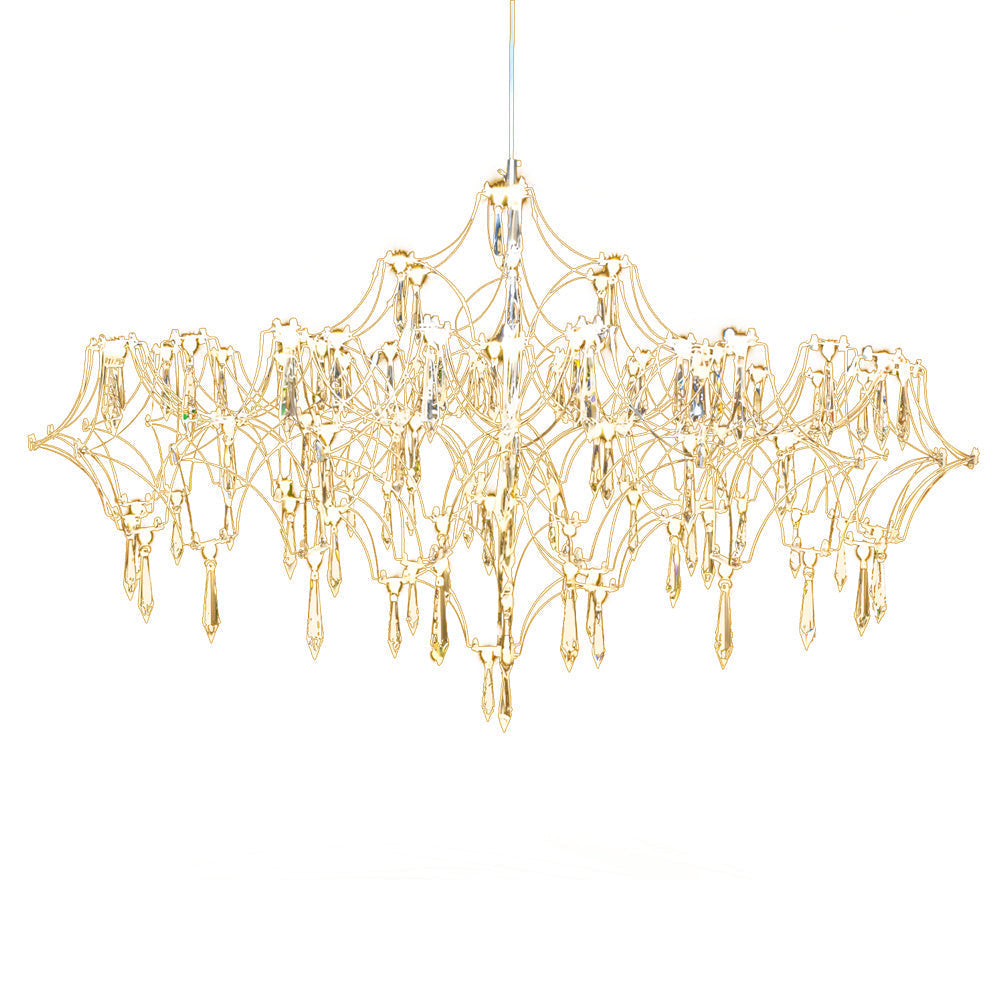 Modern Italian Style LED Crystal Raindrop Chandelier Stainless Steel Pendant Lighting