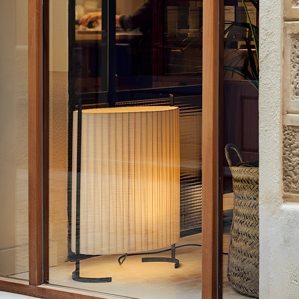 Modern Japanese Style Fabric Outdoor Floor Lamp 42 Inch Waterproof IP54 Garden and Patio Light
