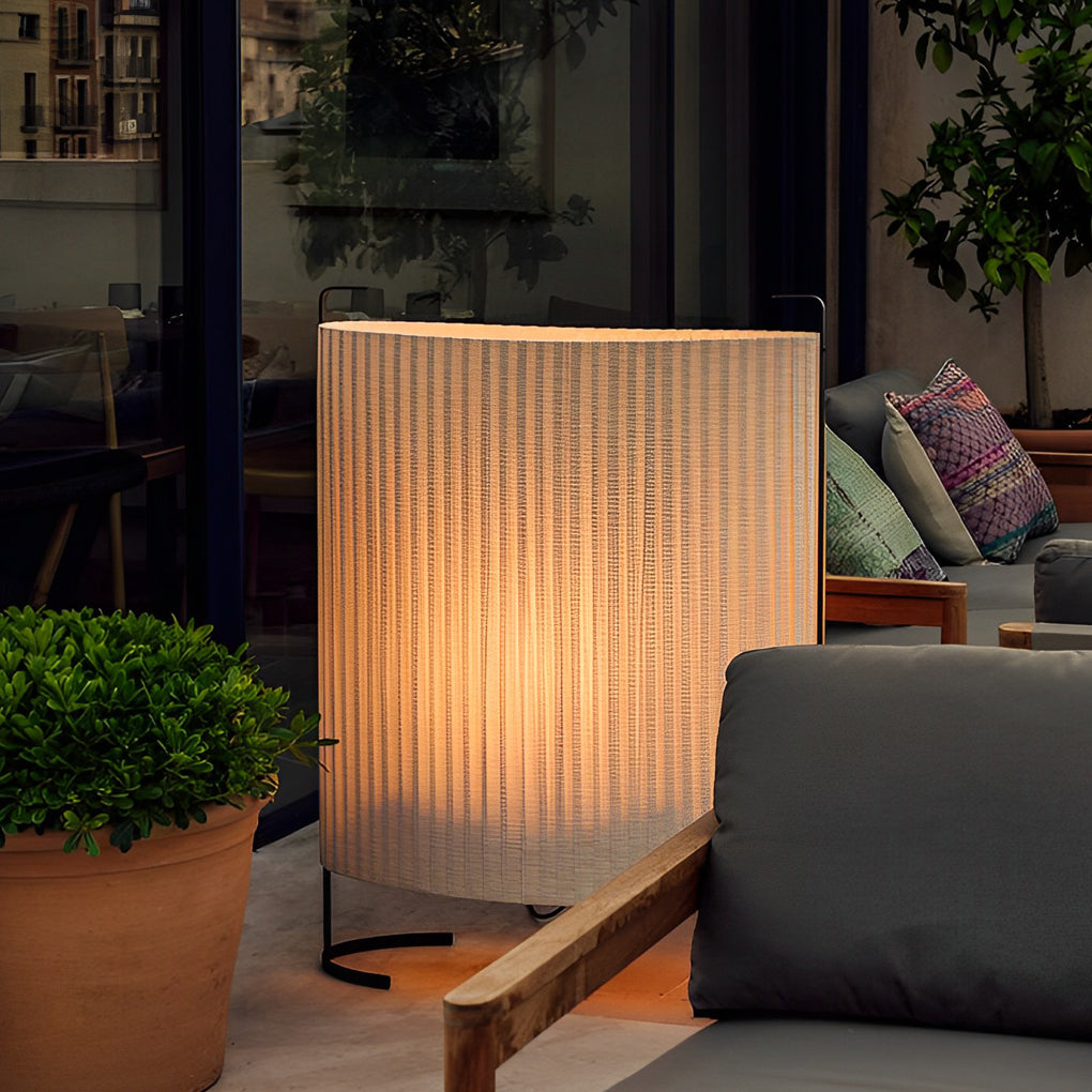 Modern Japanese Style Fabric Outdoor Floor Lamp 42 Inch Waterproof IP54 Garden and Patio Light