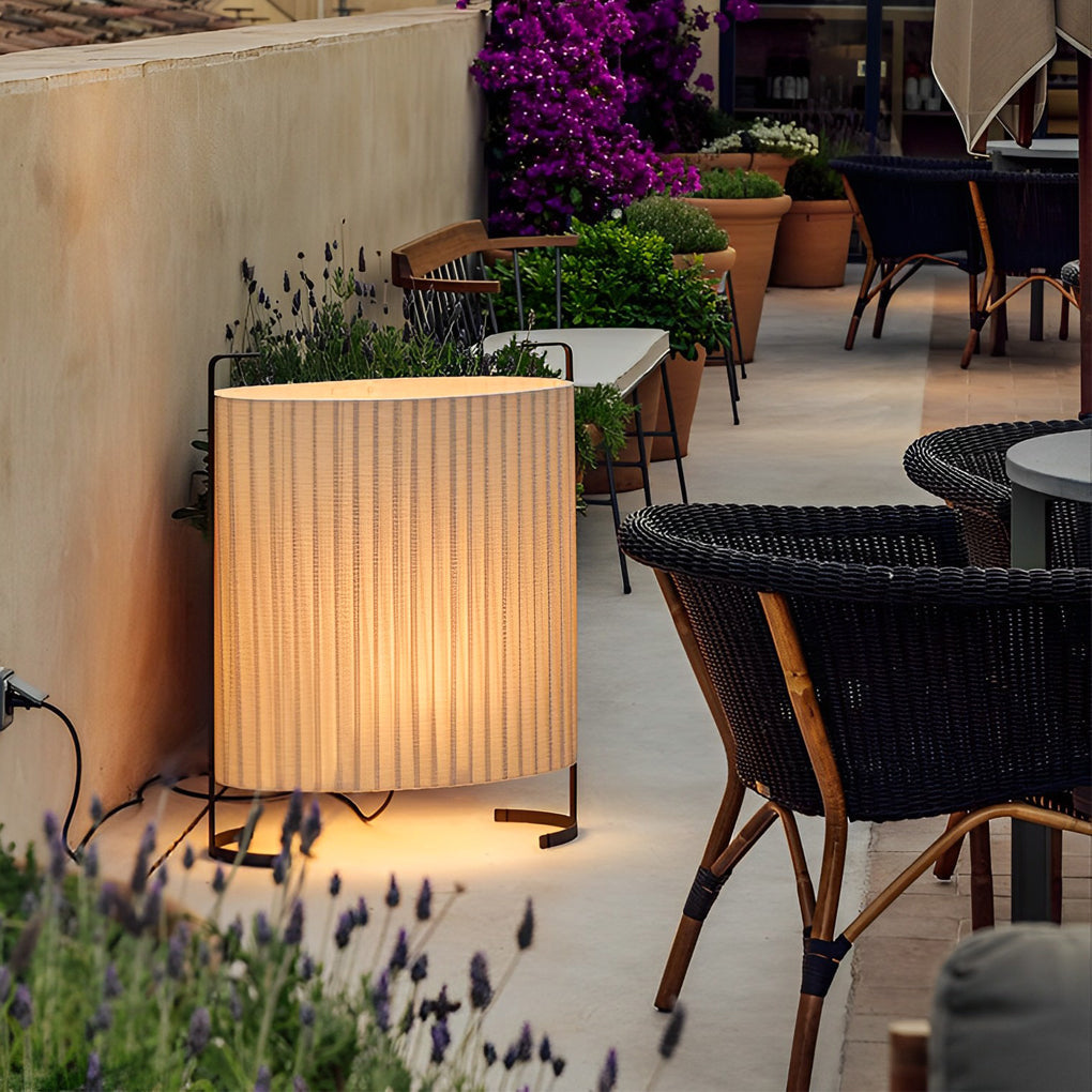 Modern Japanese Style Fabric Outdoor Floor Lamp 42 Inch Waterproof IP54 Garden and Patio Light