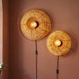 Modern Japanese Style Wabi Sabi Round Woven Pendant Light and Wall Sconce for Home Decor