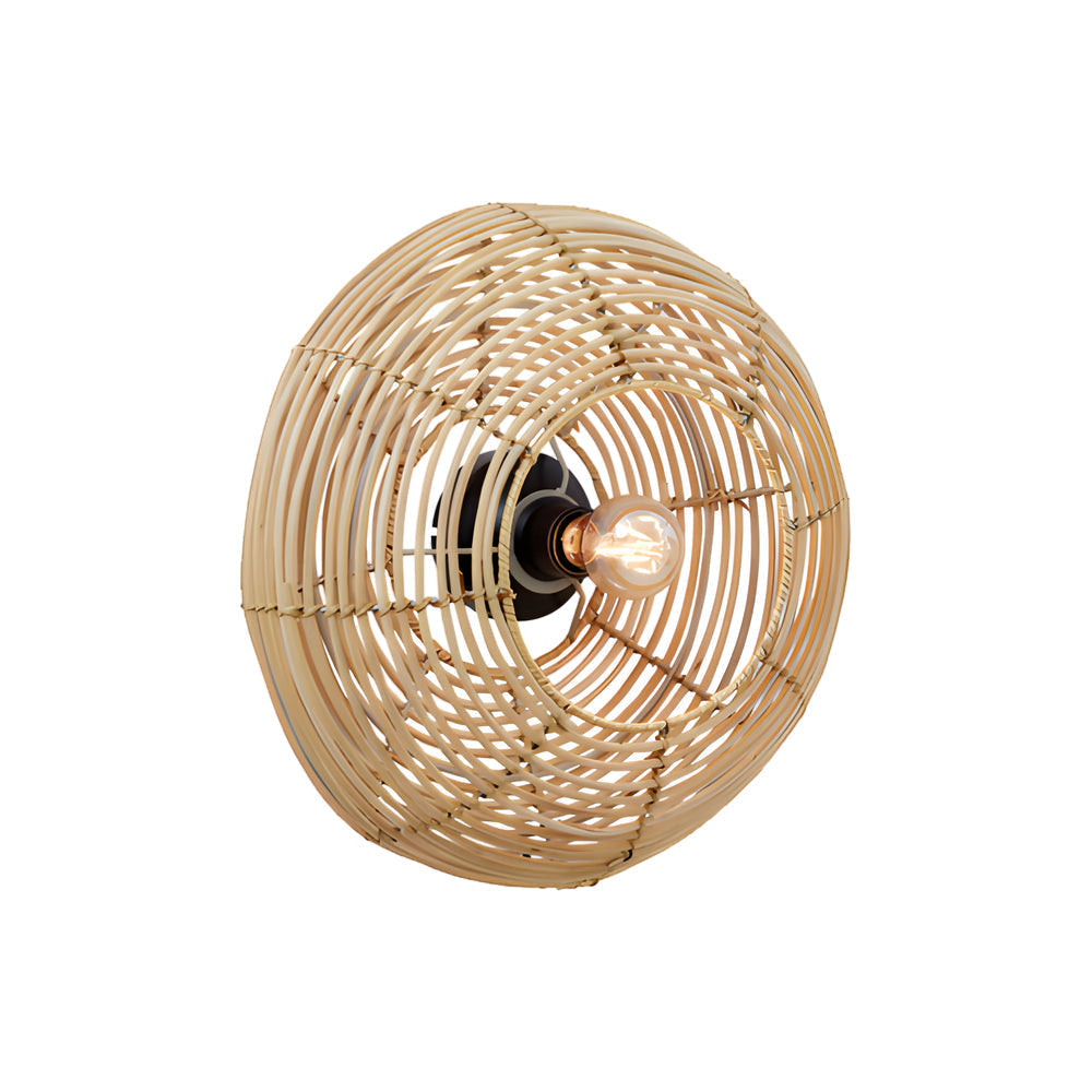 Modern Japanese Style Wabi Sabi Round Woven Pendant Light and Wall Sconce for Home Decor