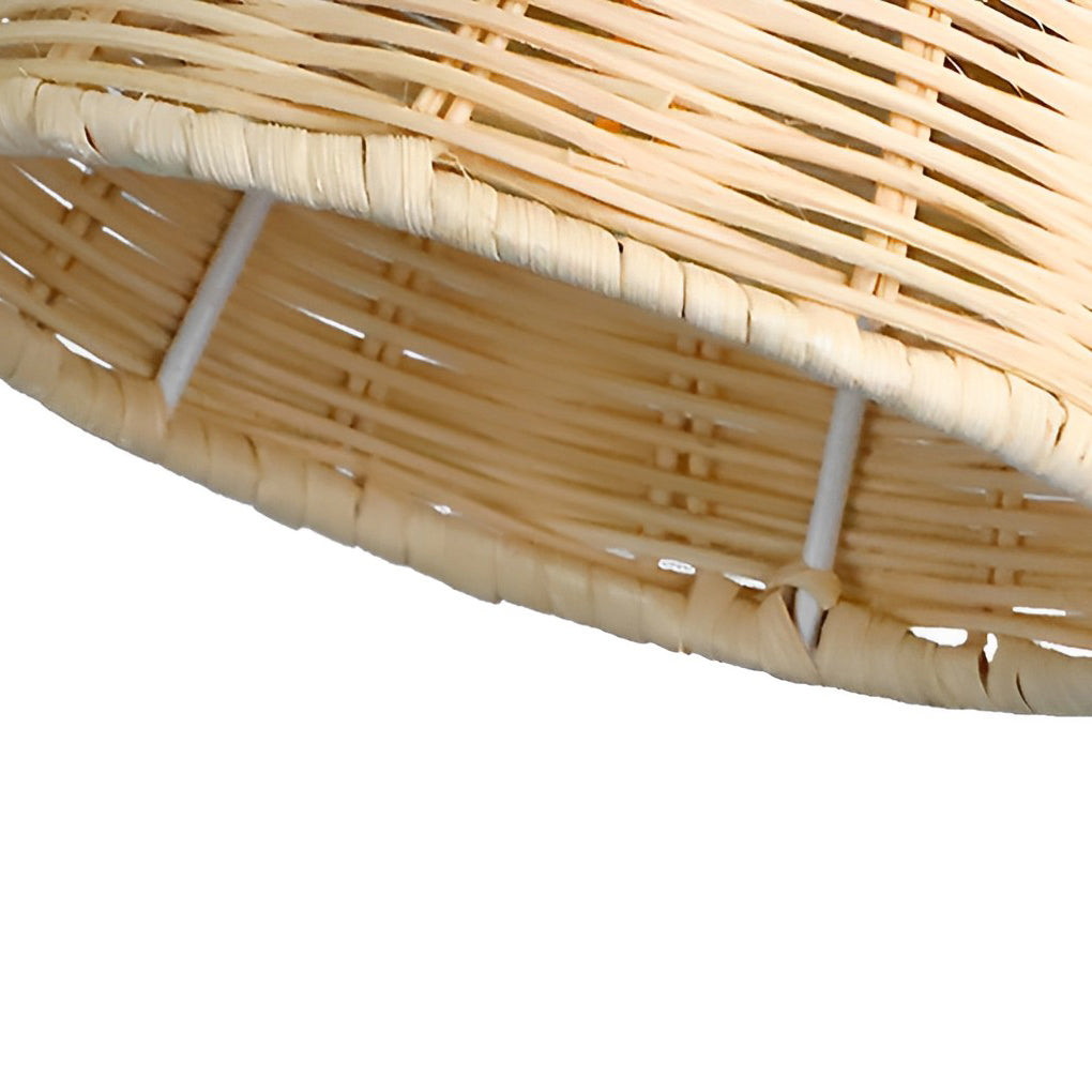 Modern Japanese Style Woven Rattan Wall Lamp 360 Degree Adjustable Sconce Light