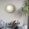 Modern Japanese Wabi Sabi Round Wall Sconce with Glass Shade for Bedroom and Living Room