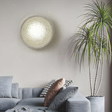 Modern Japanese Wabi Sabi Round Wall Sconce with Glass Shade for Bedroom and Living Room