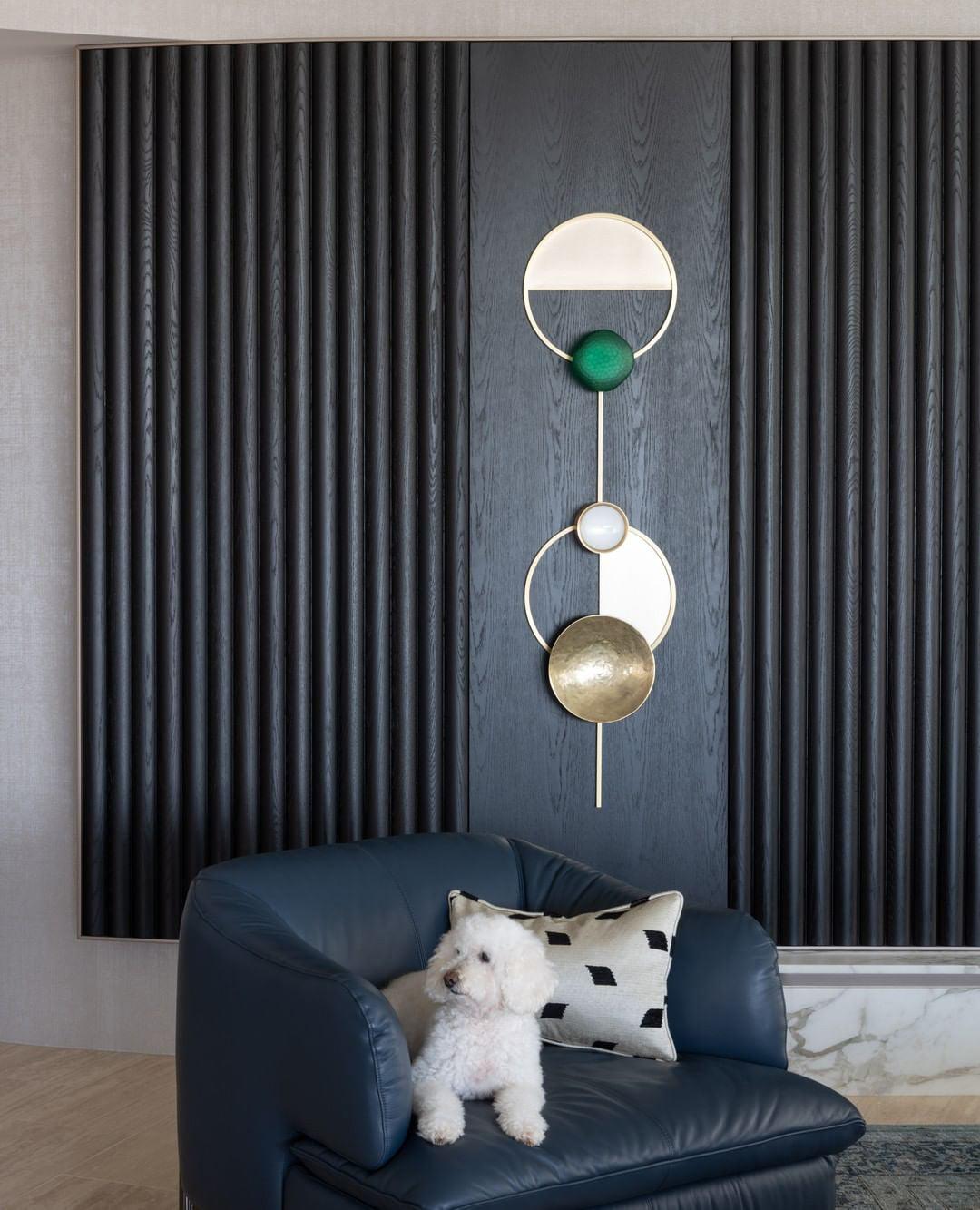 Modern Jewelry Inspired LED Wall Sconce Brass and Glass Gemstone Wall Lamp