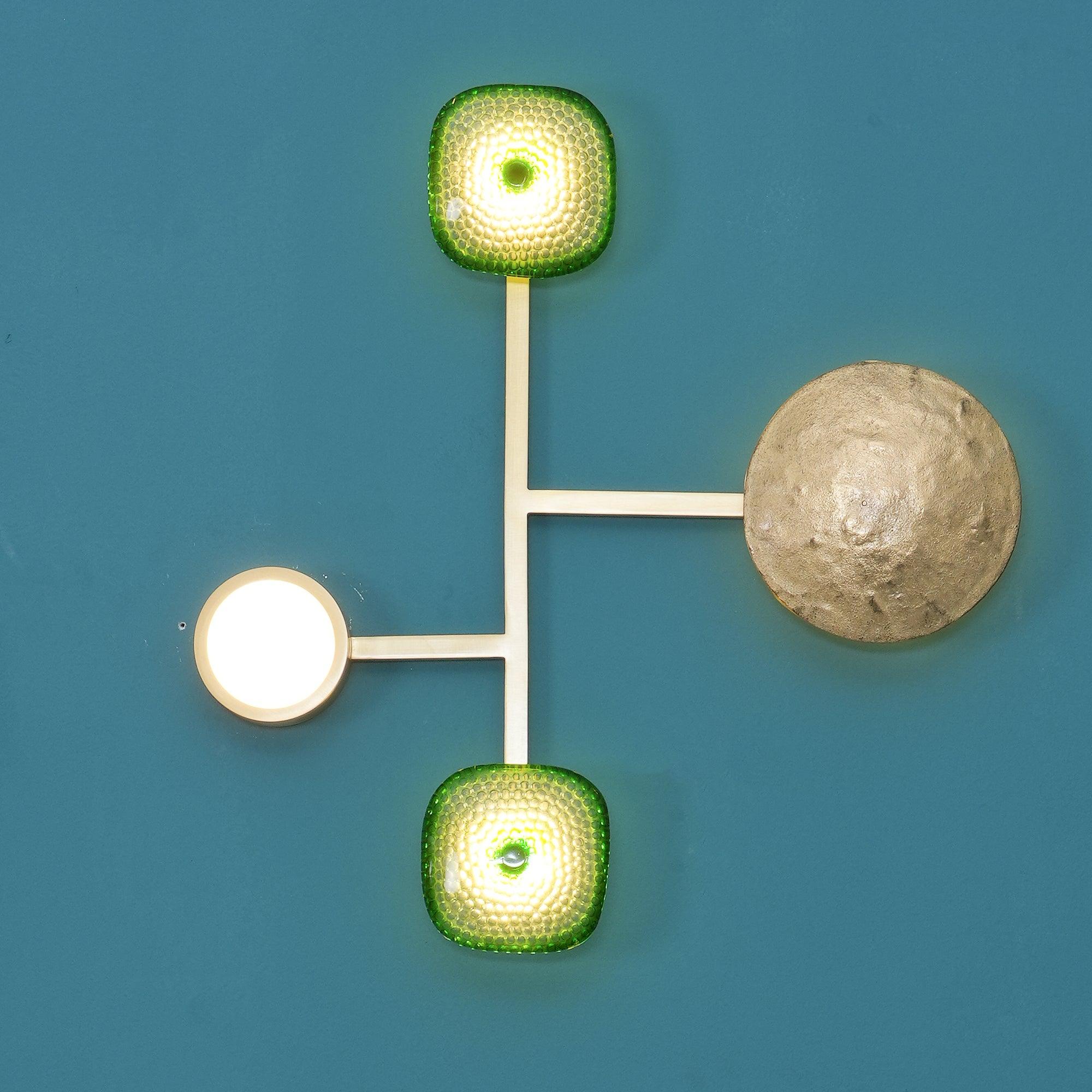 Modern Jewelry Inspired LED Wall Sconce Brass and Glass Gemstone Wall Lamp