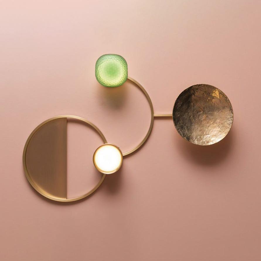 Modern Jewelry Inspired LED Wall Sconce Brass and Glass Gemstone Wall Lamp