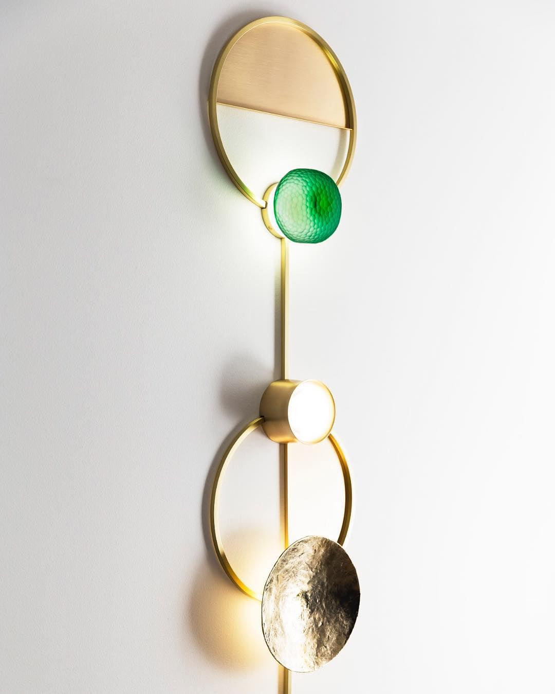 Modern Jewelry Inspired LED Wall Sconce Brass and Glass Gemstone Wall Lamp