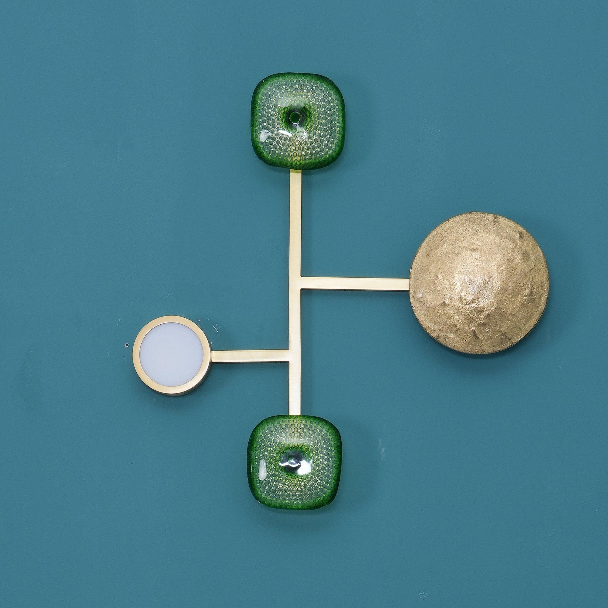 Modern Jewelry Inspired LED Wall Sconce Brass and Glass Gemstone Wall Lamp