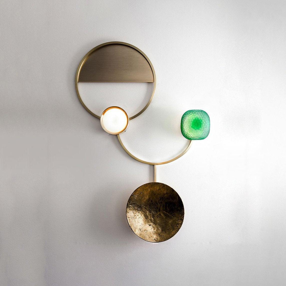 Modern Jewelry Inspired LED Wall Sconce Brass and Glass Gemstone Wall Lamp