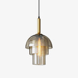 Modern Jolly Glass Pendant Light with Cognac Shades and Gold Finish Droplight