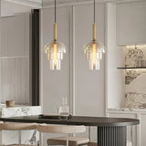 Modern Jolly Glass Pendant Light with Cognac Shades and Gold Finish Droplight