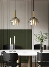Modern Jolly Glass Pendant Light with Cognac Shades and Gold Finish Droplight