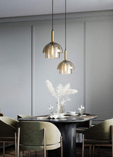 Modern Jolly Glass Pendant Light with Cognac Shades and Gold Finish Droplight