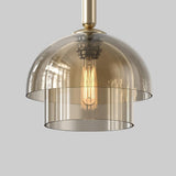Modern Jolly Glass Pendant Light with Cognac Shades and Gold Finish Droplight