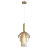 Modern Jolly Glass Pendant Light with Cognac Shades and Gold Finish Droplight